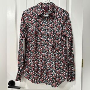 J. Crew Red and Green Floral Button Down Shirt